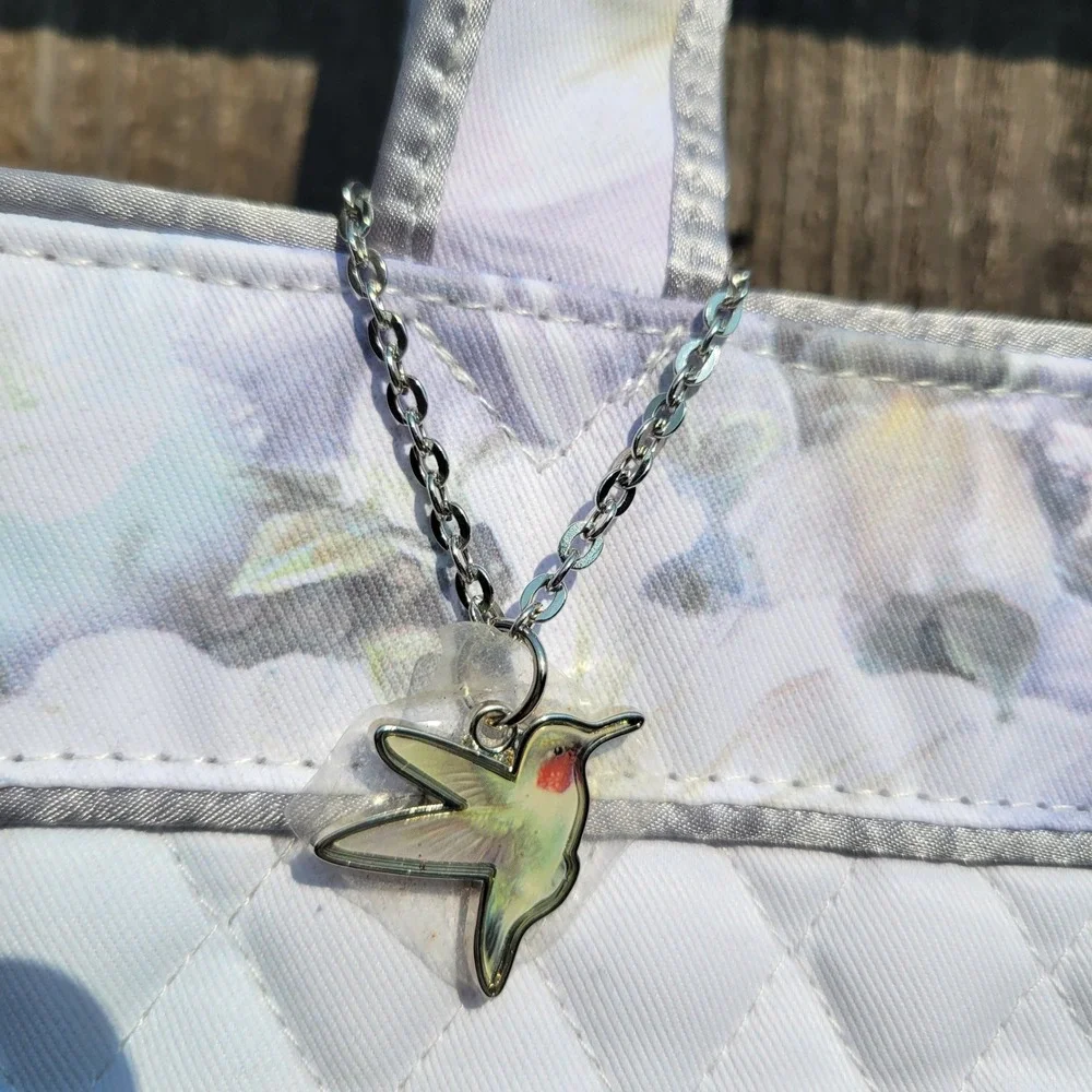 Lena Liu Hummingbird Quilted Tote Bag Floral Nature Art Shoulder Bag Zipper Top